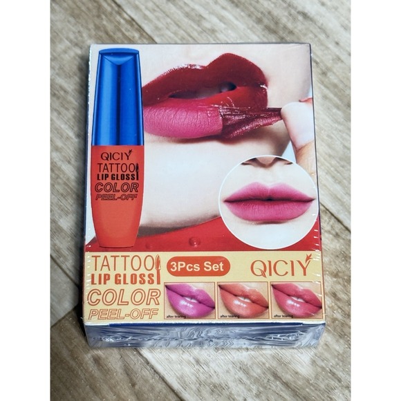 QICIY Tattoo Lip Gloss Color Peel Off Stain 3 Piece Set - Picture 3 of 3